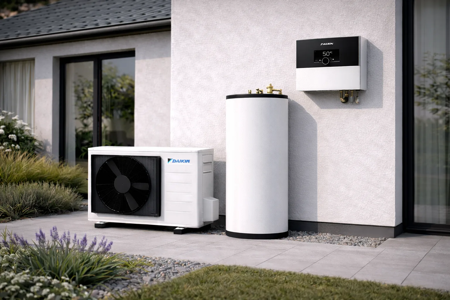 7.74kW Daikin Altherma 3 oras–vanduo šilumos siurblio rinkinys – tik šildymui su buferine talpa